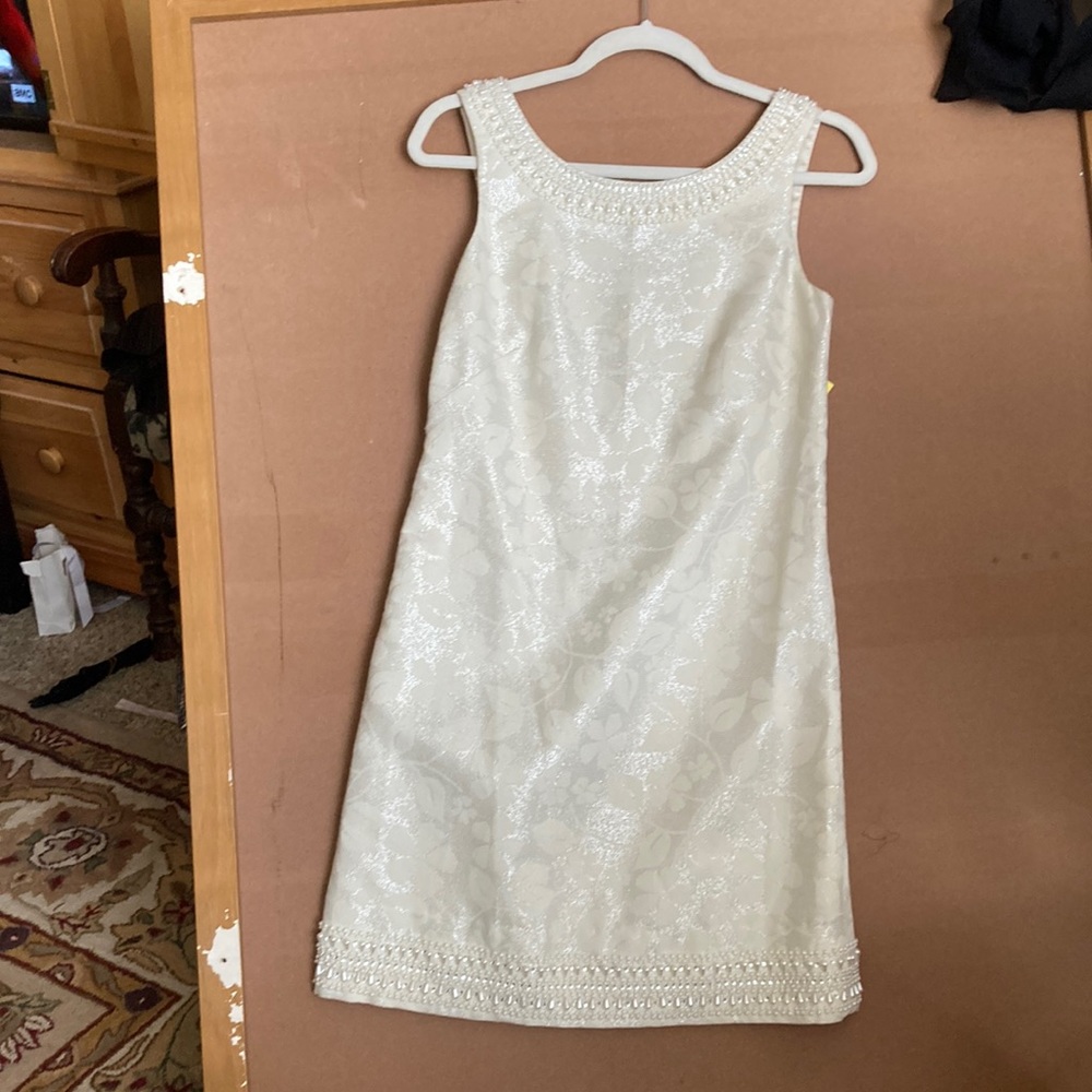 White and silver cocktail dress
